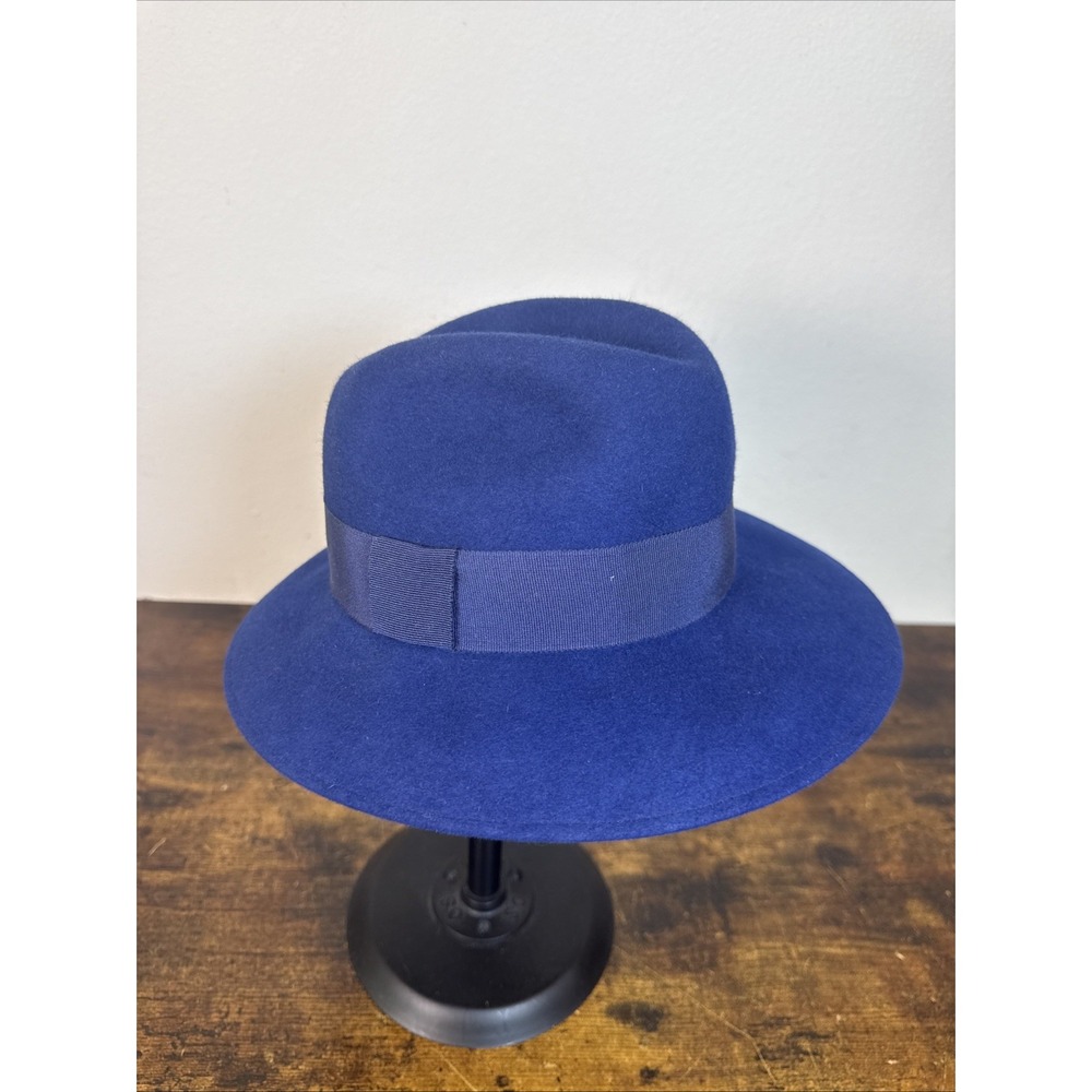 Gianni Versace × Borsalino Blue Felt Fedora Size 56 Mod 7001 Col 323 Italy EUC